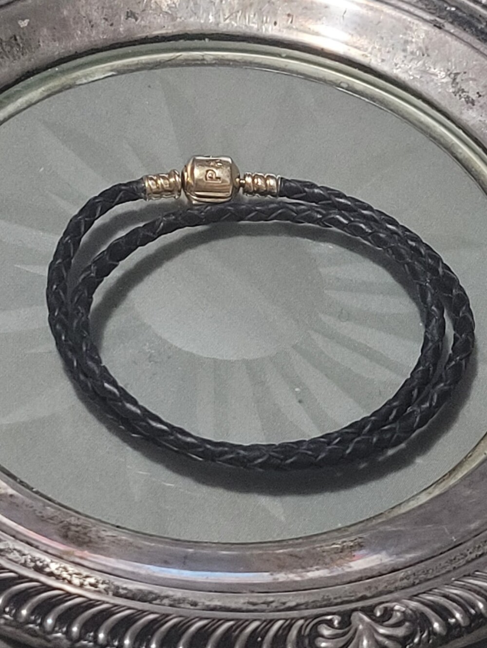 Pandora Leather Double-Wrap Bracelet with 14k Gold Clasp - Black